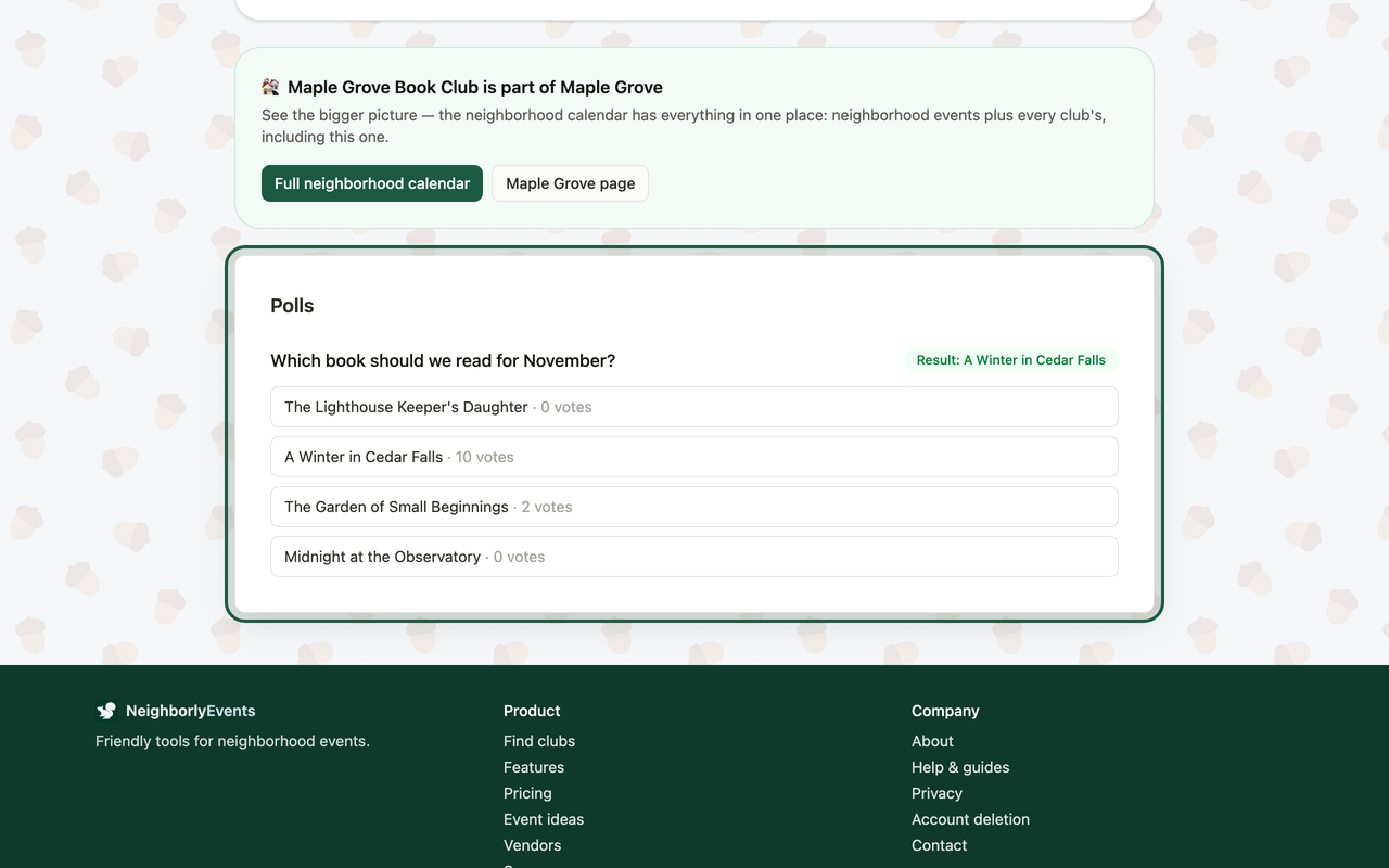 Members vote from the club page
