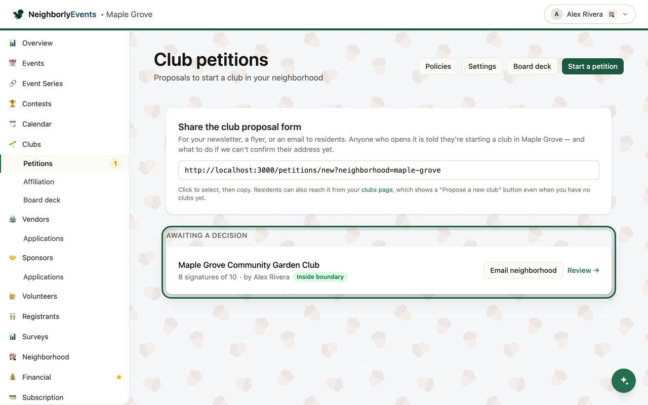 An organizer formalizes it — or it forms itself