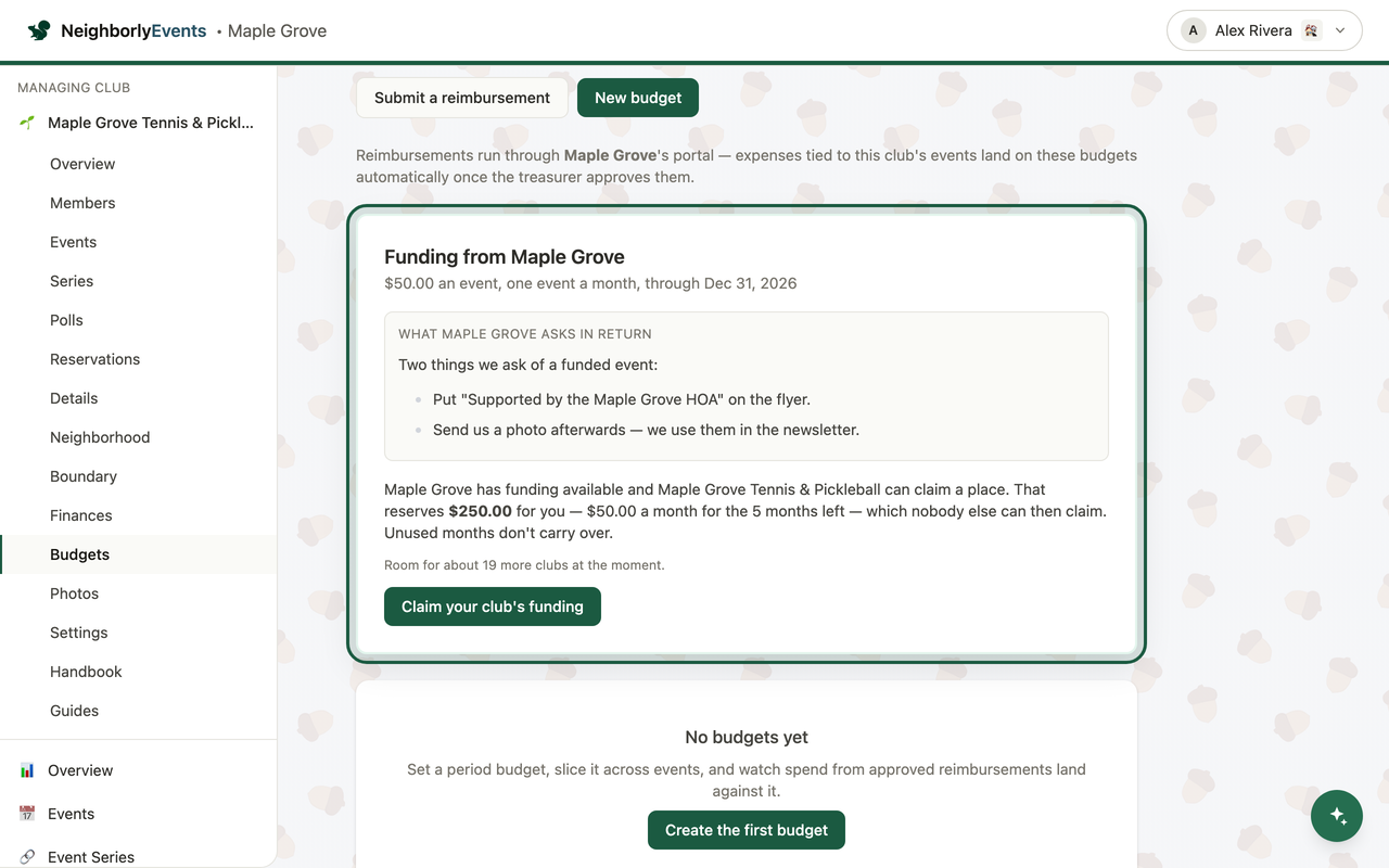 Clubs claim it themselves — first come, first served